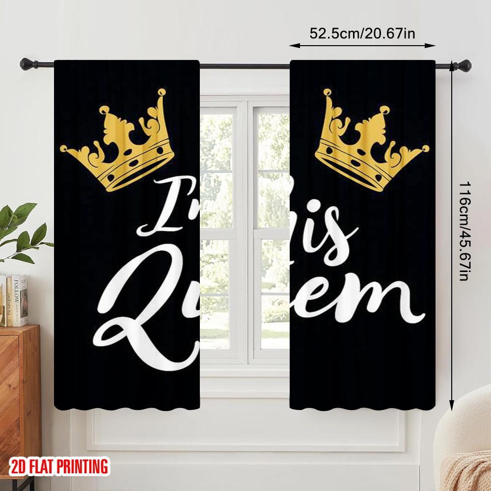 2pcs,2D Plane Printing Curtain Popular King and Queen (29) Durable 100% Polyester Fabric (without Rod) Decorations Outdoor Ldeal