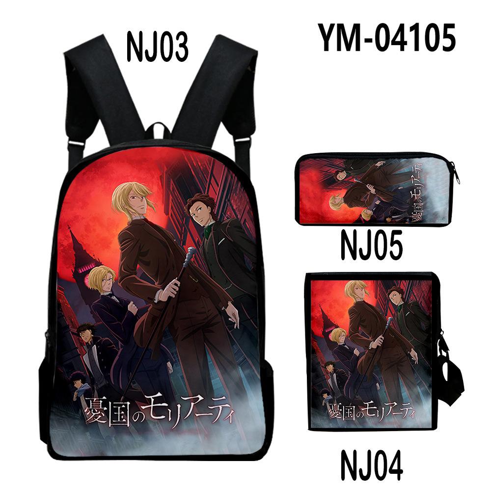 Classic Novelty Moriarty the Patriot 3D Print 3pcs/Set School Bags Laptop Daypack Backpack Inclined Shoulder Bag Pencil Case