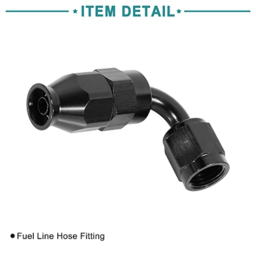 ACROPIX Automotive Hose End Fittings PTFE for Fuel Oil Line AN4 90 Degree Rotatable Black 1pc