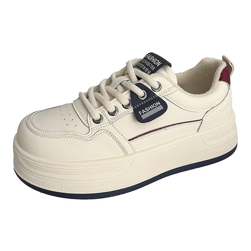 Leather Platform White Shoes Children's Board Shoes New Autumn and Winter Velvet Warm Two Cotton Shoes Casual Sports Shoes