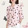 Women Blouse Chiffon Shirt Butterfly Three-quarter Sleeves Spring Summer Clothes Top Long Sleeve Women's Shirt Blusas Ropa De Mujer