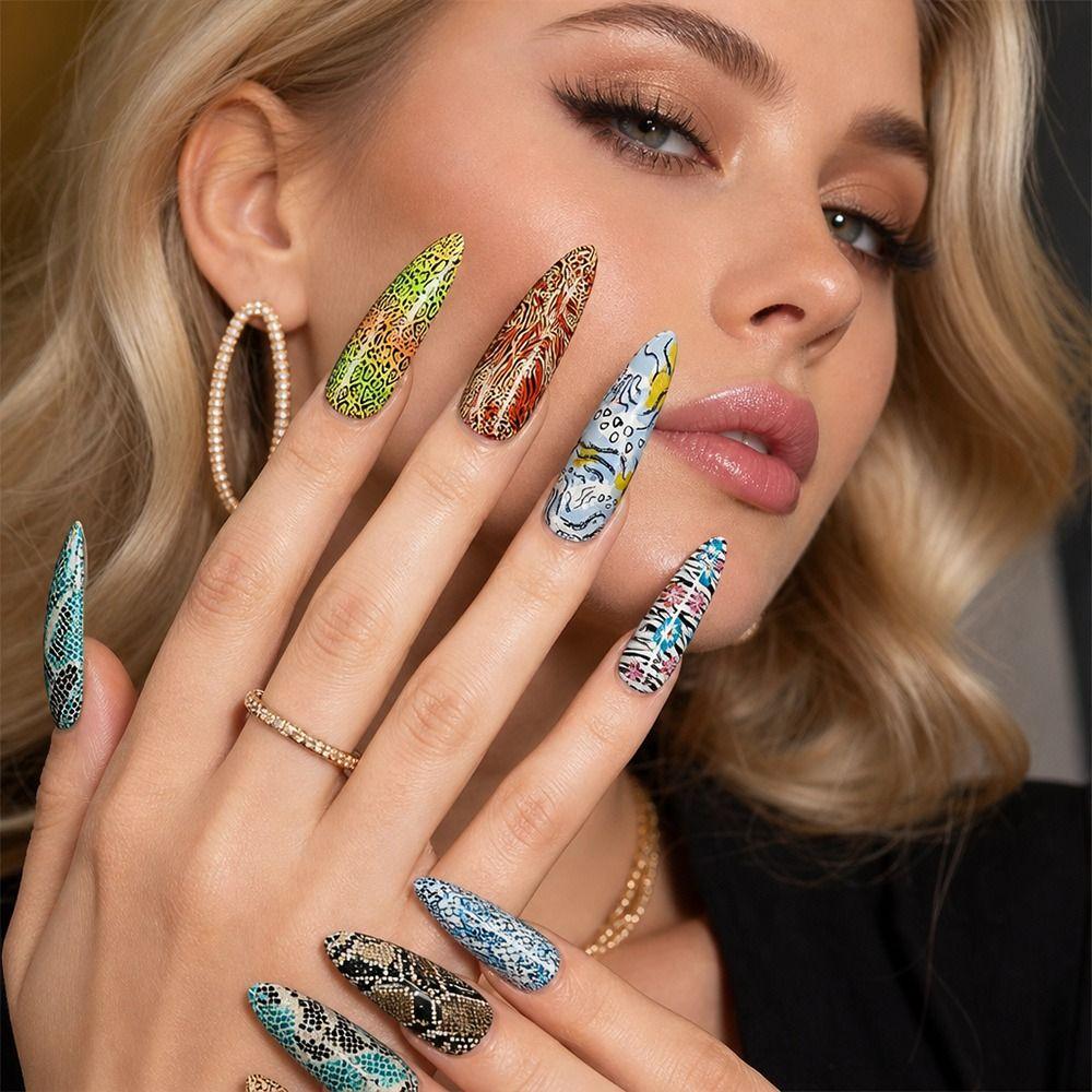Flower Nail Stickers Stripe Pattern Nail Decals Professional Nail Foils Manicure DIY
