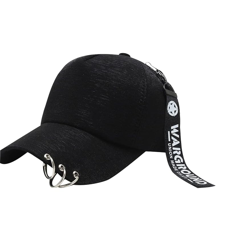

[White Fang] cap logo charm ring hat sports running outdoor men s ladies CA579 (black)