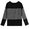 M-5XL Long Sleeved T-shirt for Women Fashion Autumn Clothing Loose Round Collar Bottoming Shirt New Striped Top