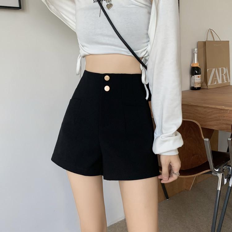 2024 Women's High Waist Black A-line Summer Shorts: Slimming, Versatile, Fashionable for Casual Wear with Boots