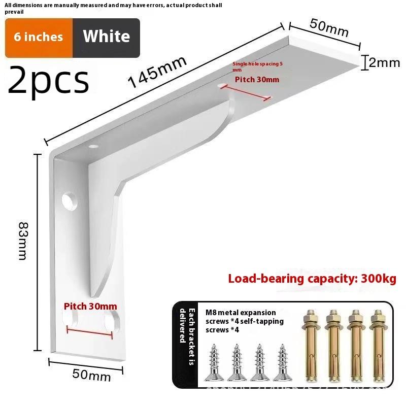 1/2Pcs Black/White/Silver Stainless Steel Corner Code Triangle Bracket Load-Bearing Bracket Wall Fixed Corner Storage Rack