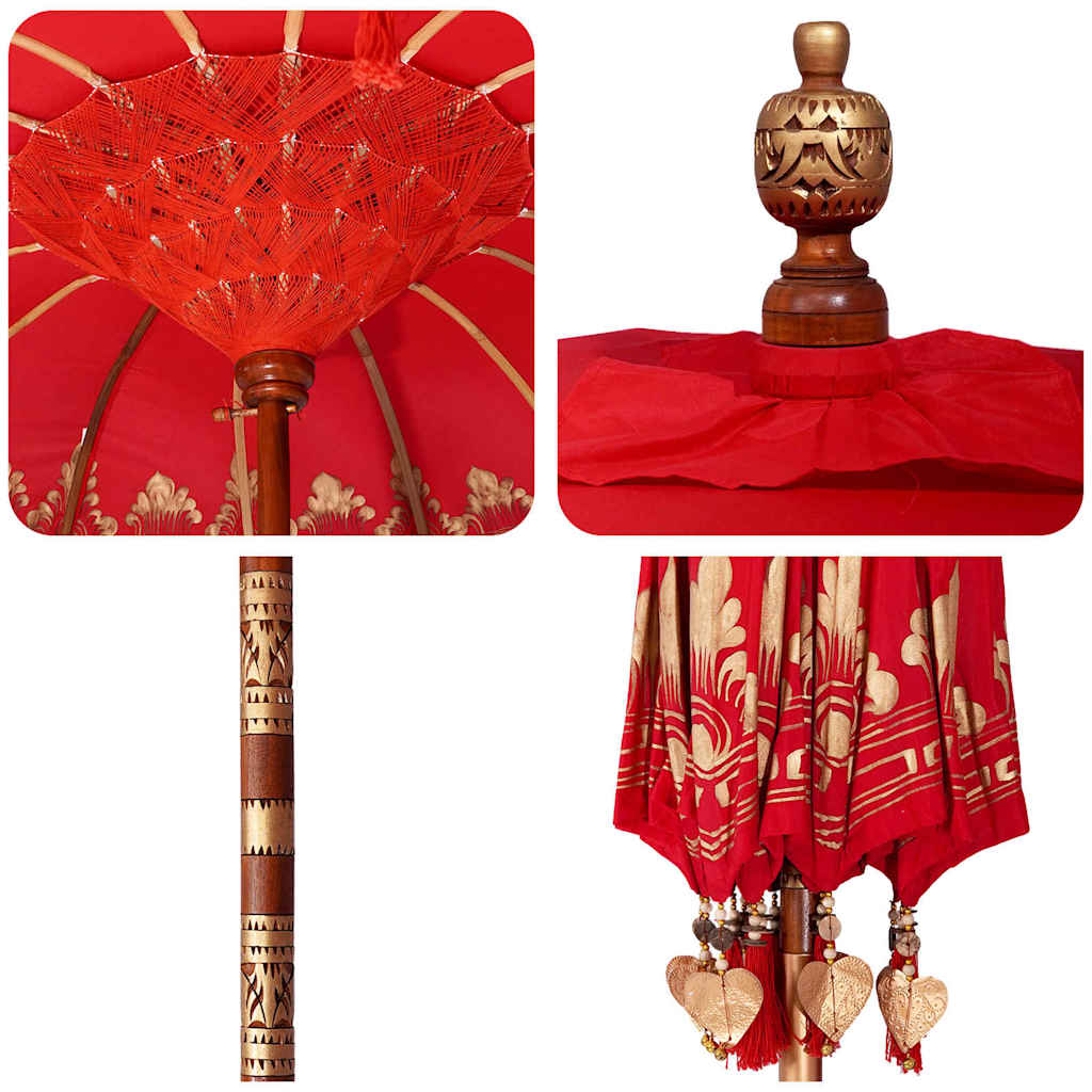 Balinese Sun Umbrella with Base Red 215 X 215 X 260 Cm