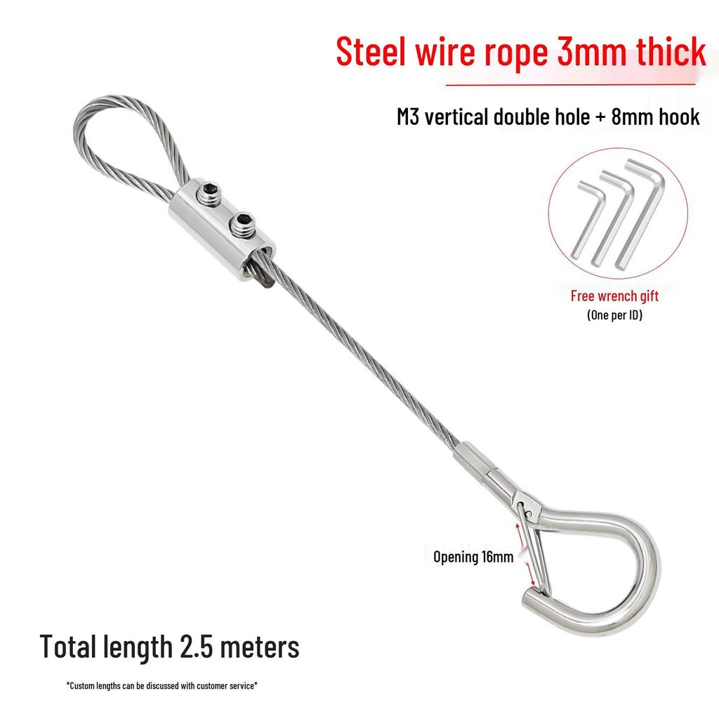 304 Stainless Steel Wire Rope Lock Buckle, 1-4mm Adjustable Hanging Picture and Lighting Wire Hook Adjuster