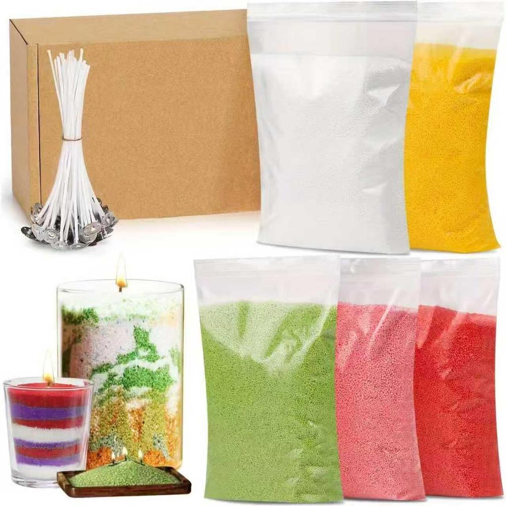 Colorful Sand Wax Ice Flower DIY Candle Kit - Scented Pearl Wax, Floating Water Effects, Large Ice Flower Design