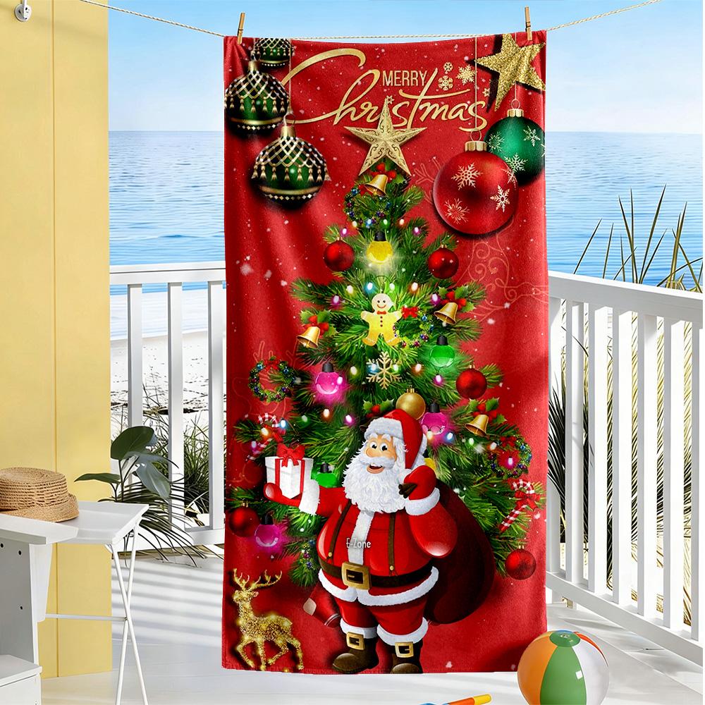 Serviette de plage de Noël Haute Absorption & Séchage Rapide Confortable Légère