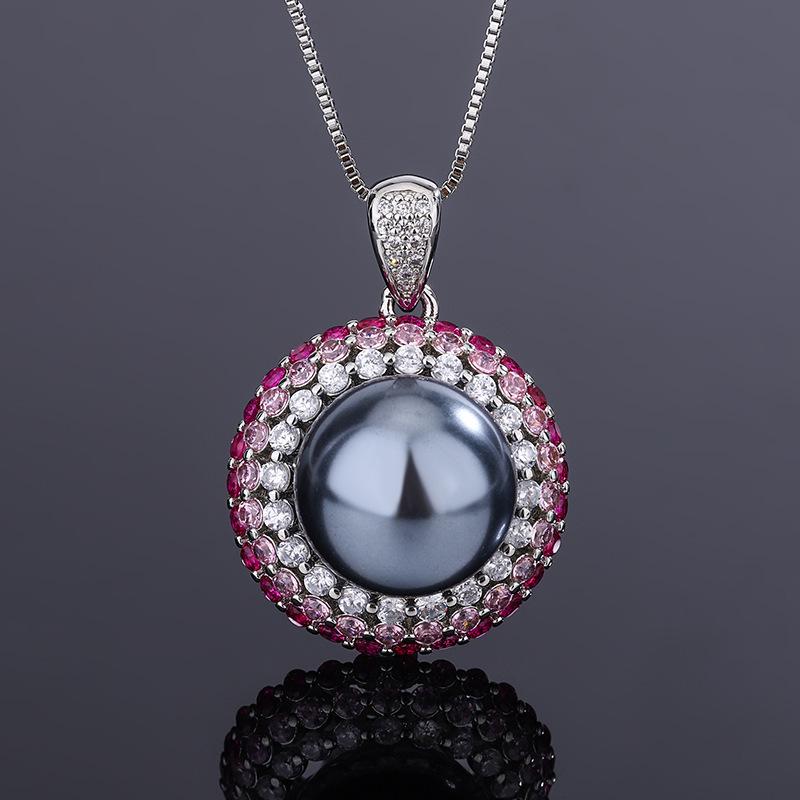 Jewelry Copper Bottom Gold-Plated Simulation Color Treasure Inlaid Gray Pearl Jumping Color Three-Piece Set Women 14-12Mm