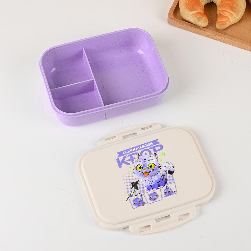 Kpop Lovci Démonů Krabička na oběd pro kluka holku Roztomilá Mira Zoey Jinu Přenosná plastová Bento krabička s nádobím na jídlo ovoce
