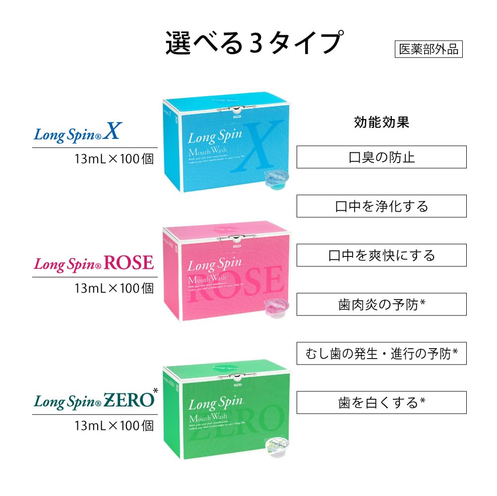 Okina Medicated Mouthwash Long Spin [Quasi-drug] Made in Japan, Individually Packaged, Portable (100 sachets, XMint)