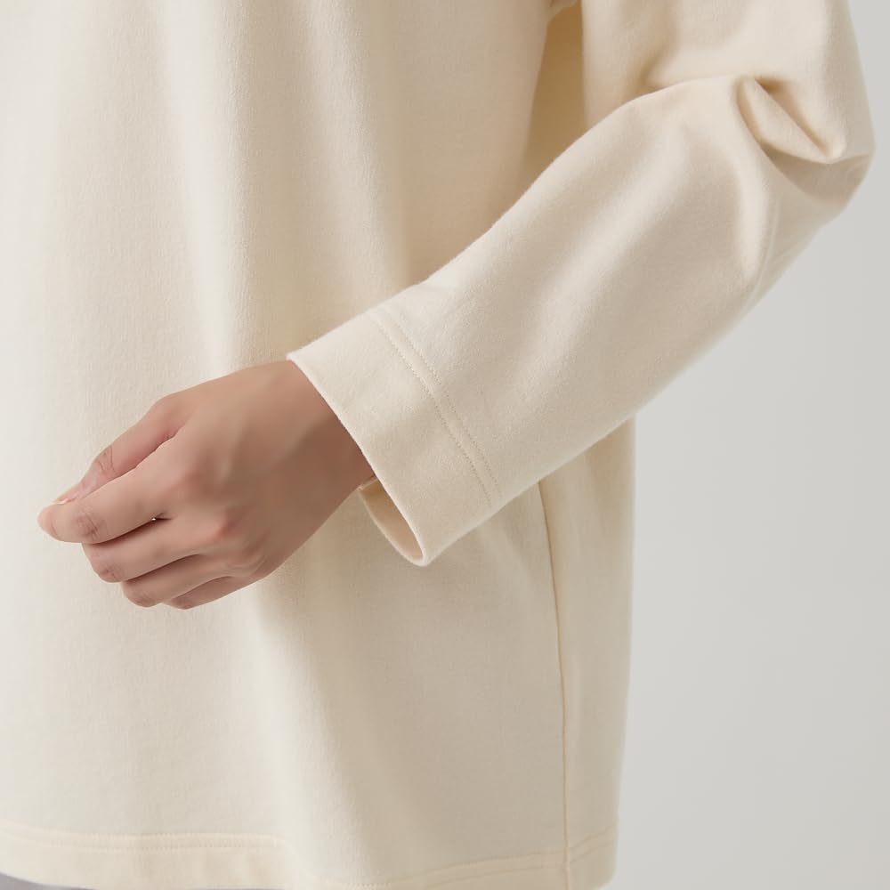 Gunze CI Comme CA Light Pink Mini Fleece Long Sleeve and Light Pink Women's Loungewear, Pants, (MF6023)