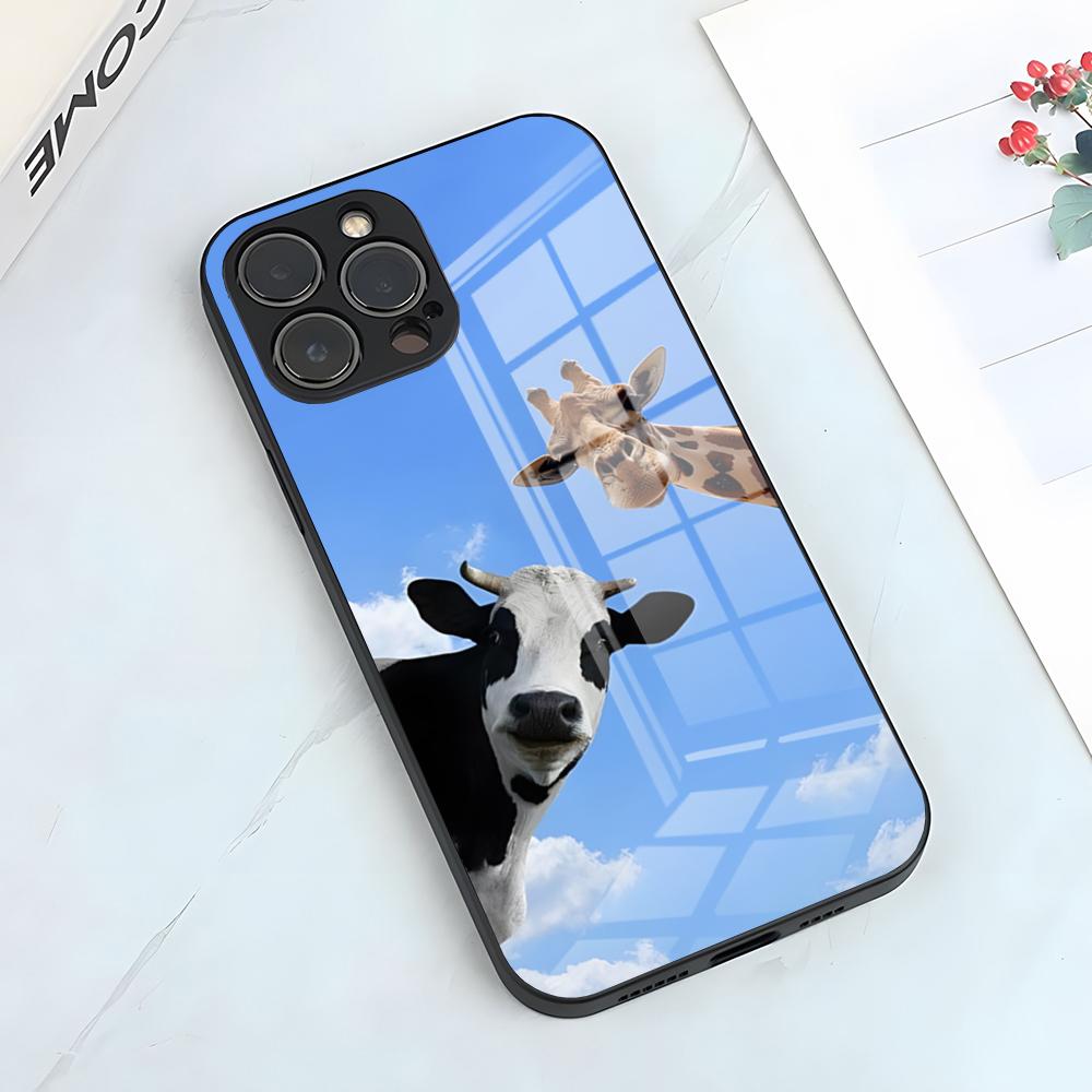 Cute Giraffe Phone Case For IPhone 17 Pro Max 15 Pro 16 14 Plus 12 13 Mini 11 Pro Shockproof Glass Cover
