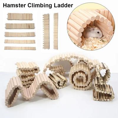 1Pcs Wooden Hamster Climbing Ladder Easy To Install Floor Platform  Small Pet Supplies