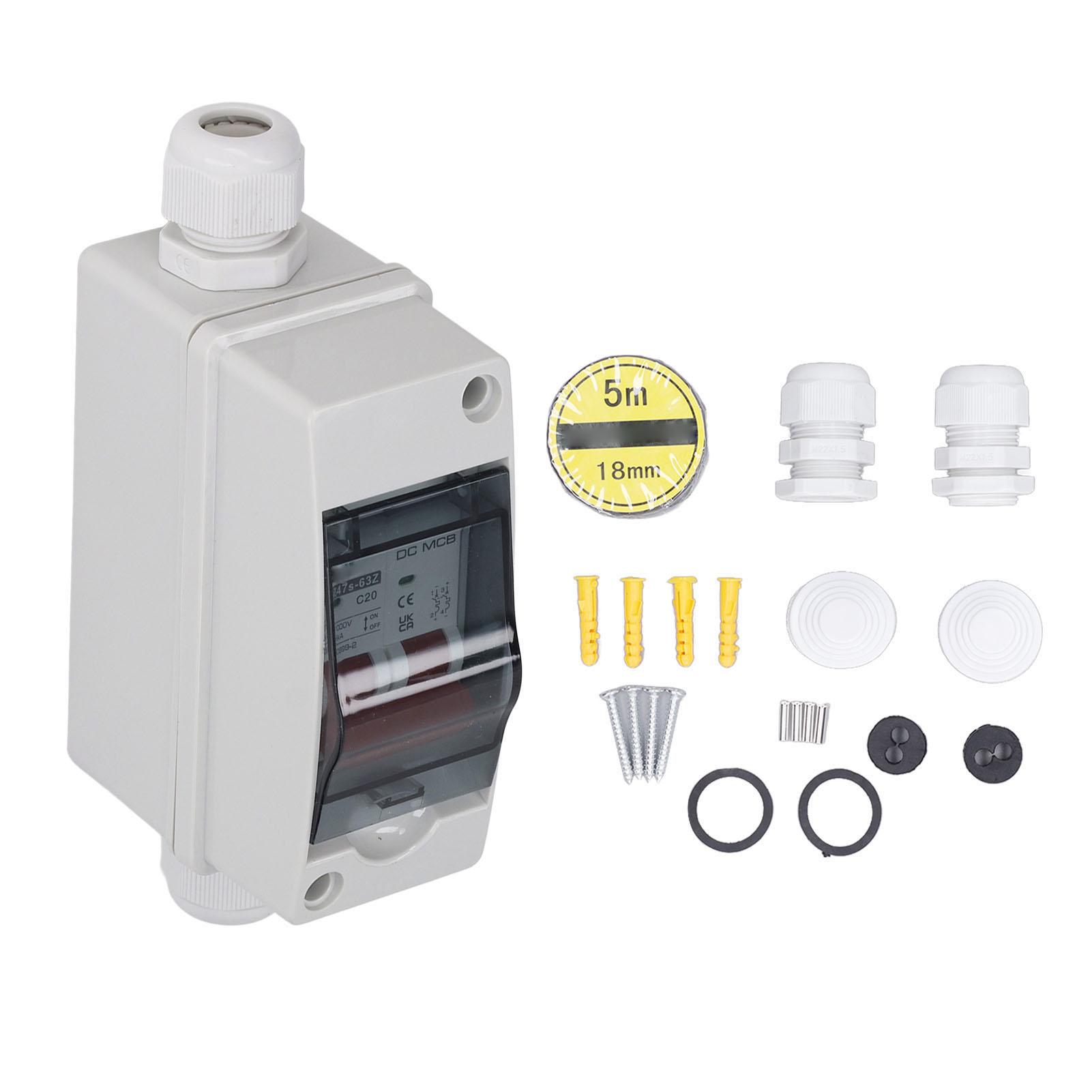 

2P Мініатюрний автоматичний вимикач IP65 Водонепроникний вимикач для сонячної фотоелектричної системи DC 1000V 20A