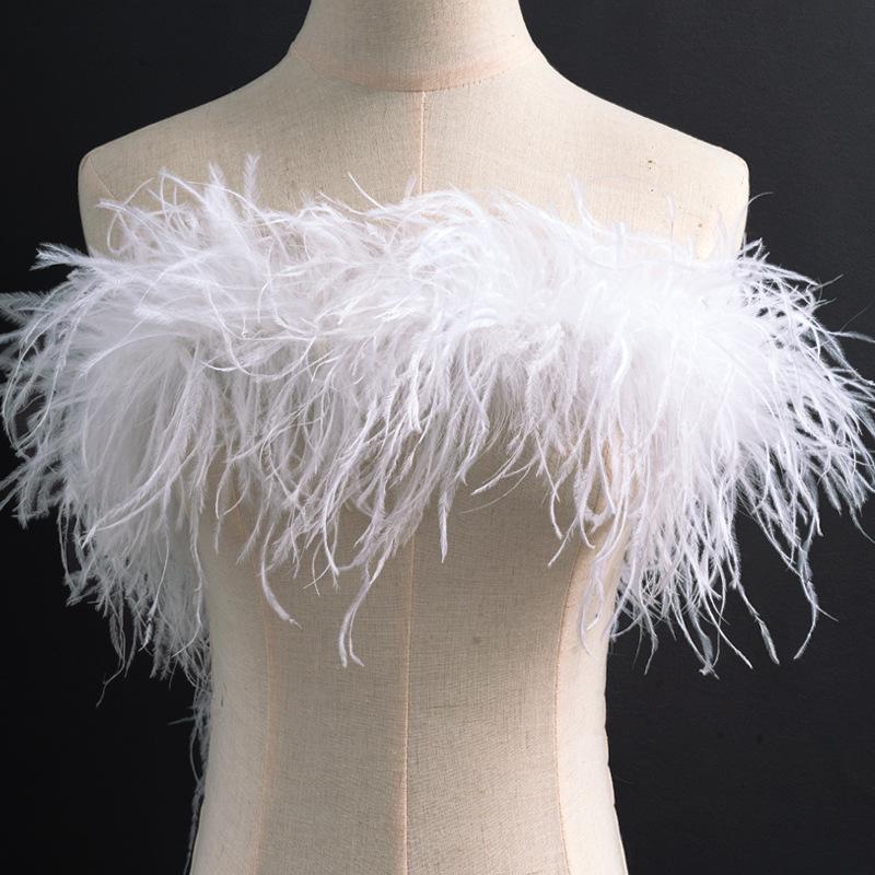 

3 Layers Of Color Encryption Bold Ostrich Feather Strip Catwalk Latin Dance Dress Fashion Diy Handmade Clothing Accessories