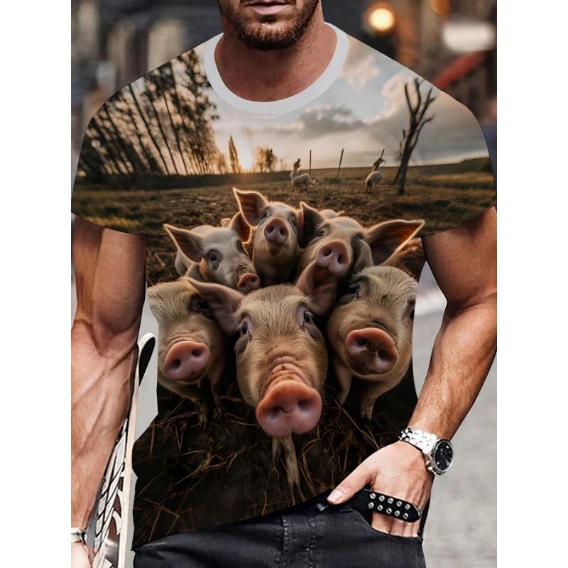 Vtipné Kreslené Ai Prase 3D Potisk Pánská Trička Ležérní Krátký Rukáv Módní Streetwear Kulatý Výstřih Trička