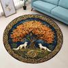 Lebensbaum Runde Teppiche, Weicher Kreis Teppich für Schlafzimmer Esszimmer Runder Teppich, Waschbarer Teppichläufer für Wohnzimmer Schlafzimmer