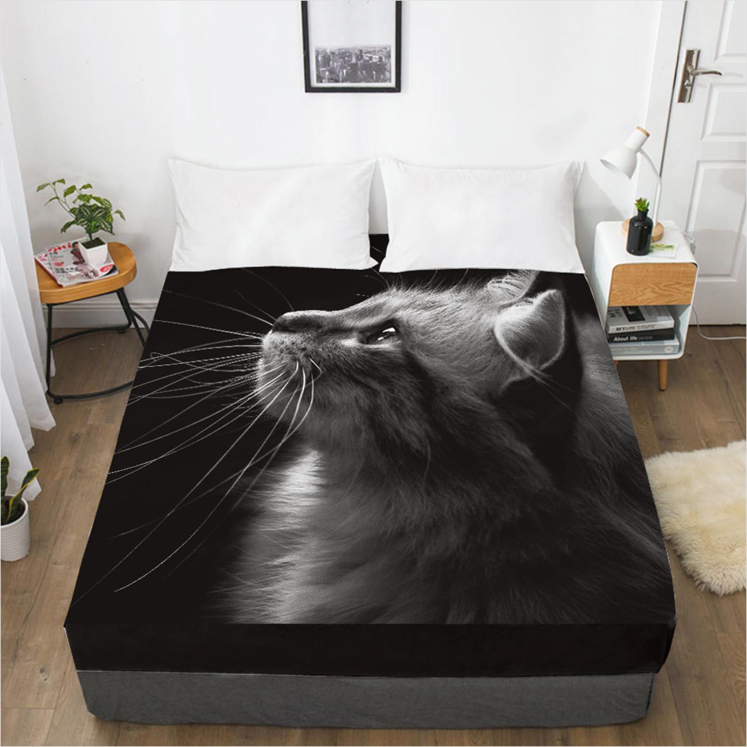 

Домашний текстиль Кошка 3D Печать Узор Простыня Чехол для матраса Простыня с эластичной резинкой Постельное белье 180x200
