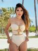 Sexy One-piece Swimsuit Women Solid Color Plunge 2 Piece Beachwear Conch Bikini Set with High Split Beach Skirt Resort Wear K122