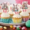Easter Bunny Cupcake Toppers Happy Easter Bunnies Dessert Toppers Kids Birthday Party Cake Toppers Decoration for Easter Supply