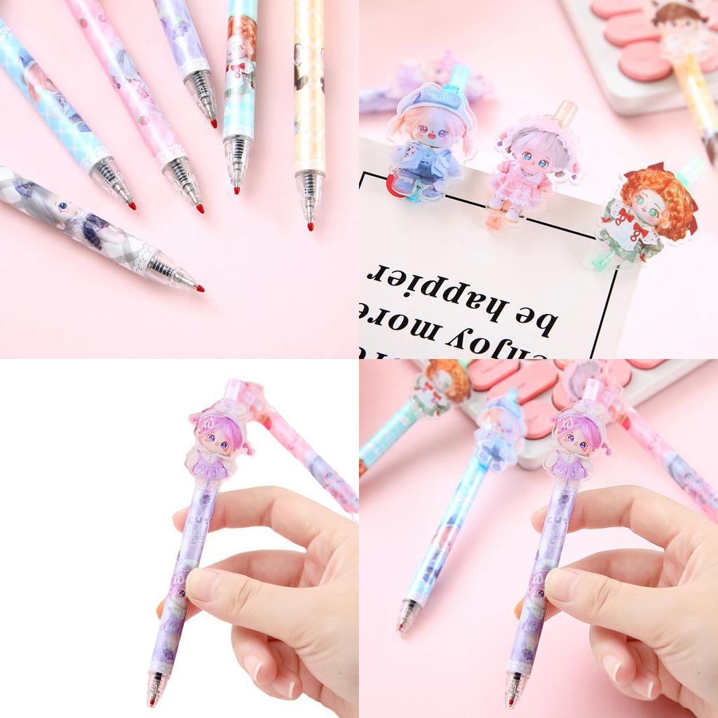 Wholesale Cartoon Cotton Doll Sticky Push Pen With Non-erasable Ink Ideal For Students And Girls 926)