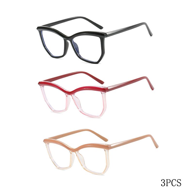 Irregular Polygonal Eyebrow Flat Mirror, Anti Blue Light Cat Eye Personalized Eyeglass Frame, Fashionable Commuting Frame 1027