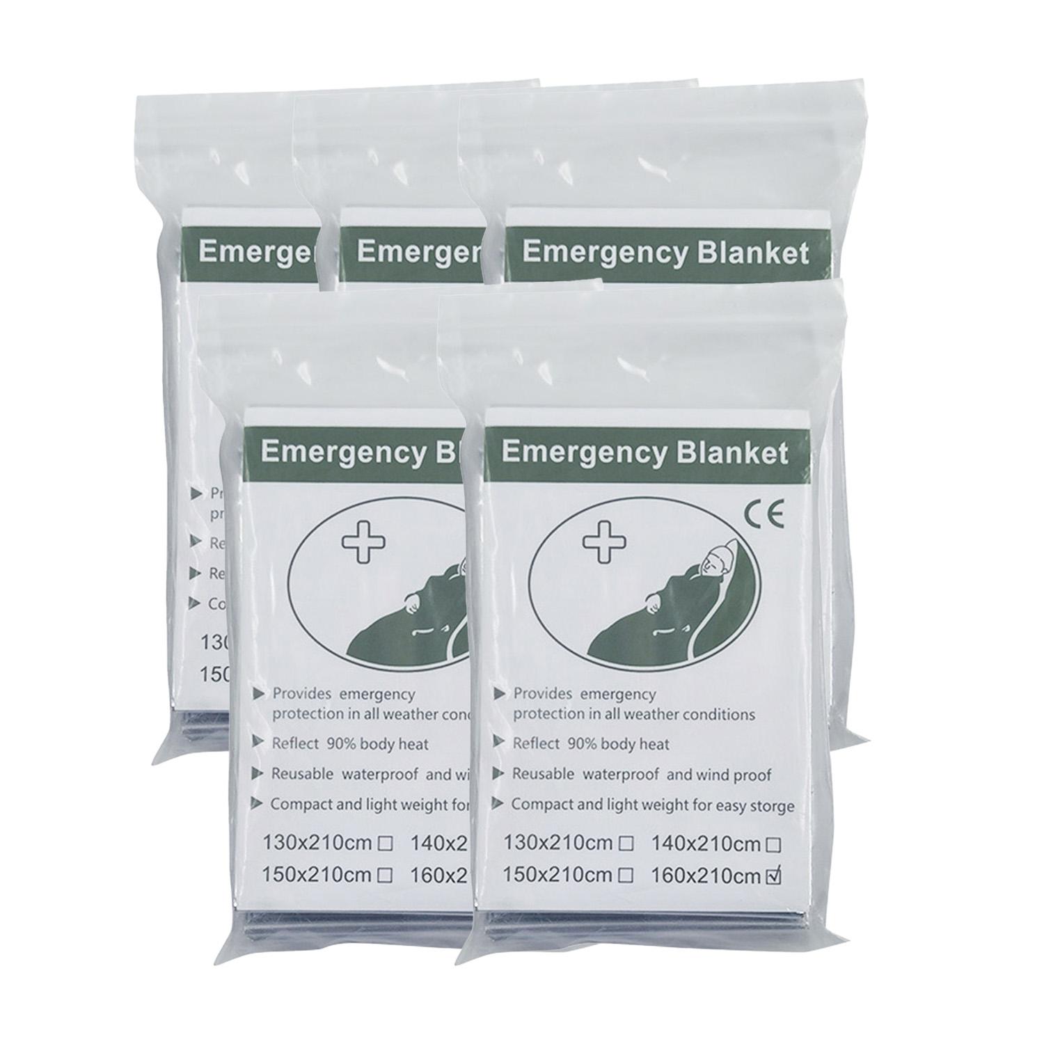 Emergency Thermal Blanket, Lightweight Survival Foil Blanket for Outdoor Camping and First Aid 160×210cm серебряный