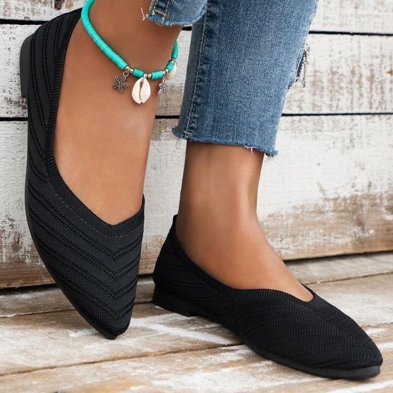 Knitted Large-size Women's Shoes Spring and Autumn New Comfortable and Breathable Fashion Versatile Casual Flats
