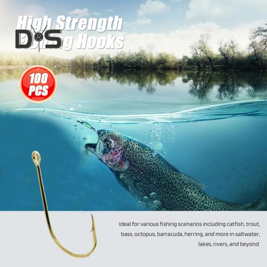 100 buc/cutie cârlig de pescuit din metal numărul 3 până la 12 cârlig de pescuit cu ghimpat, apă dulce, apă sărată, păstrăv, accesorii de pescuit cu ghimpat