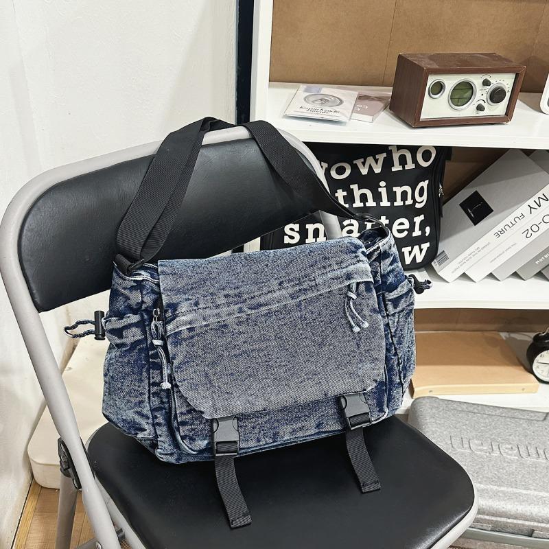 2026 Hot Sale Large Capacity Denim Zipper Solid Color Sweet Crossbody Bags Sweet Commute Simple Versatile Ladies Shoulder Bags
