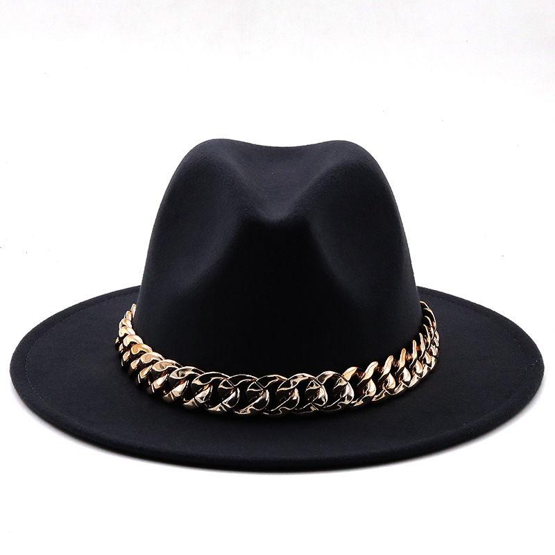 Winter Men's Woolen Jazz Hat New Large Eave Hat Fashionable Flat Brimmed Top Hat