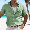Chemise d'été en lin pour homme Plage Couleur unie Revers Printemps Été Vêtements quotidiens Vêtements Poche