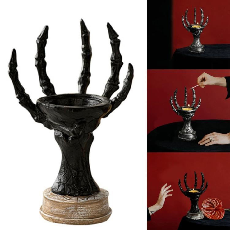 Horror Skeleton Hand Figurine Resins Candle Holders Halloween Tealight Stand Candlestick Centerpiece Decors for Festival