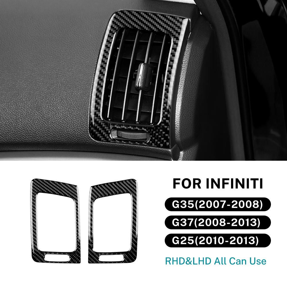 

Carbon Fiber Car Dashboard Air Vent Outlet Decoration Decal Cover Trim For Infiniti G35 G37 G25 2007-2013 Auto Accessories чёрный