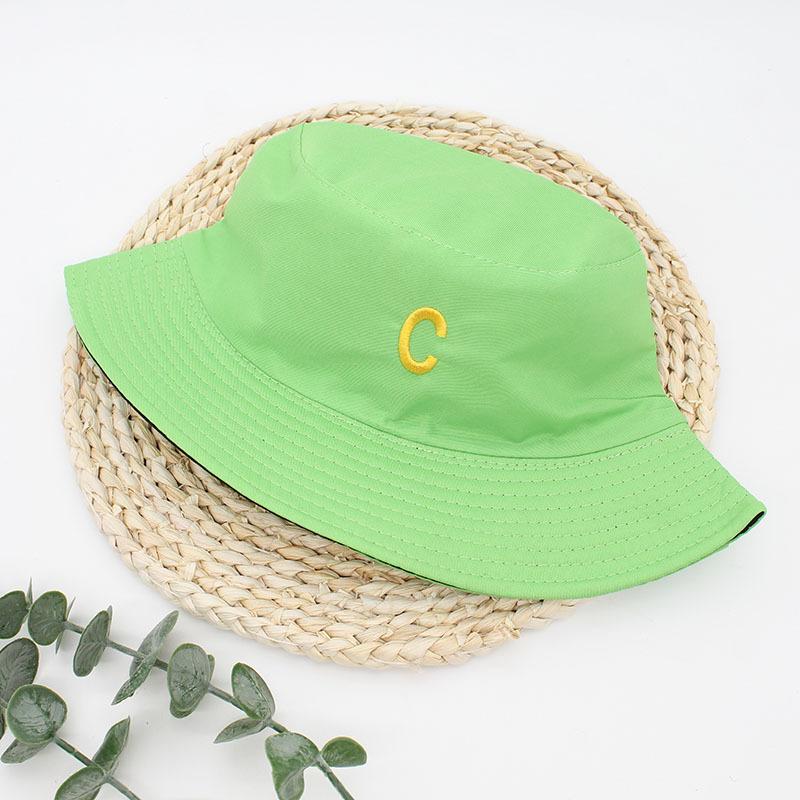 

Double-Sided Letter Embroidered Bucket Hat Two-Sided Embroidered Adult Hat Outdoor Travel Versatile Basin Hat M（56-59cm） фарби люмінесцентні зелений колір
