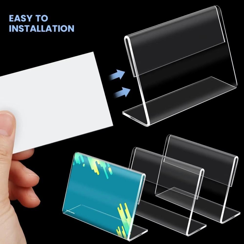 10Pcs L Shape Small Label Holder Acrylic Sign Card Stand New Price Tag Clip Stand