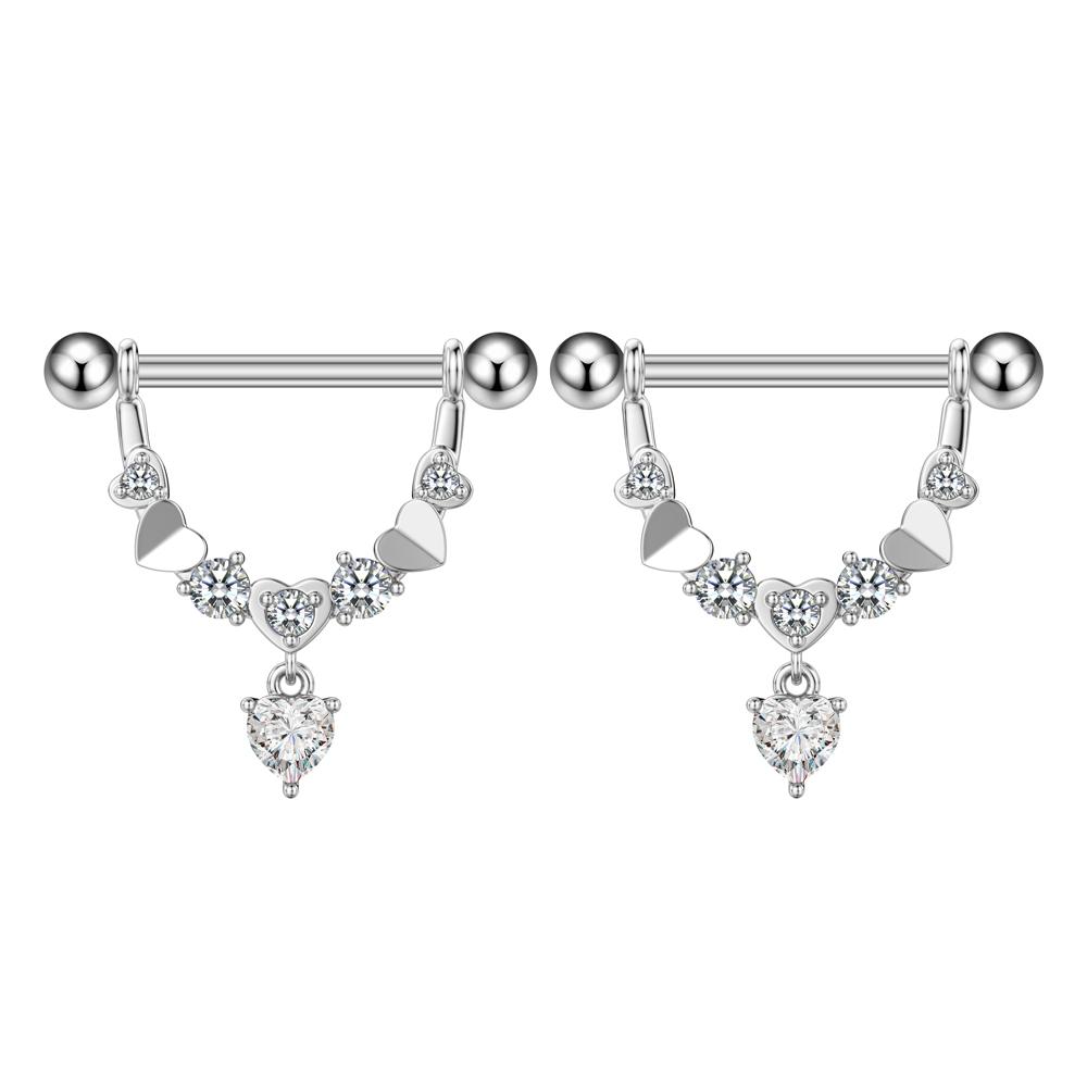 

2 шт U-образные висячие пирсинг сосков штангой из нержавеющей стали с кристаллами, щиток для сосков, бабочка, сердце, кольца для сосков