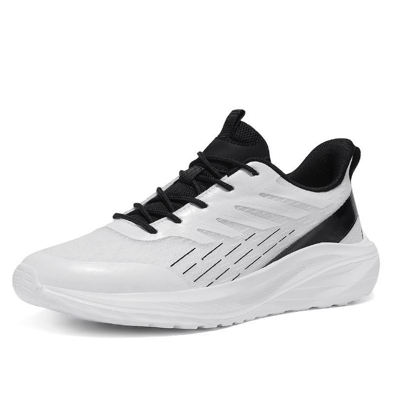 Men’s Black Sports Shoes White Running Sneakers Summer Breathable Shoes Students Large Size Jogging Shoes Light Weight