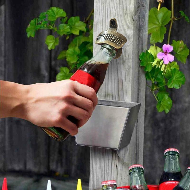 Zinc Alloy Wall Bottle Opener Beer Retro Alloy Wall Mounted Beer Bottle Opener Kitchen Decor KPQ005
