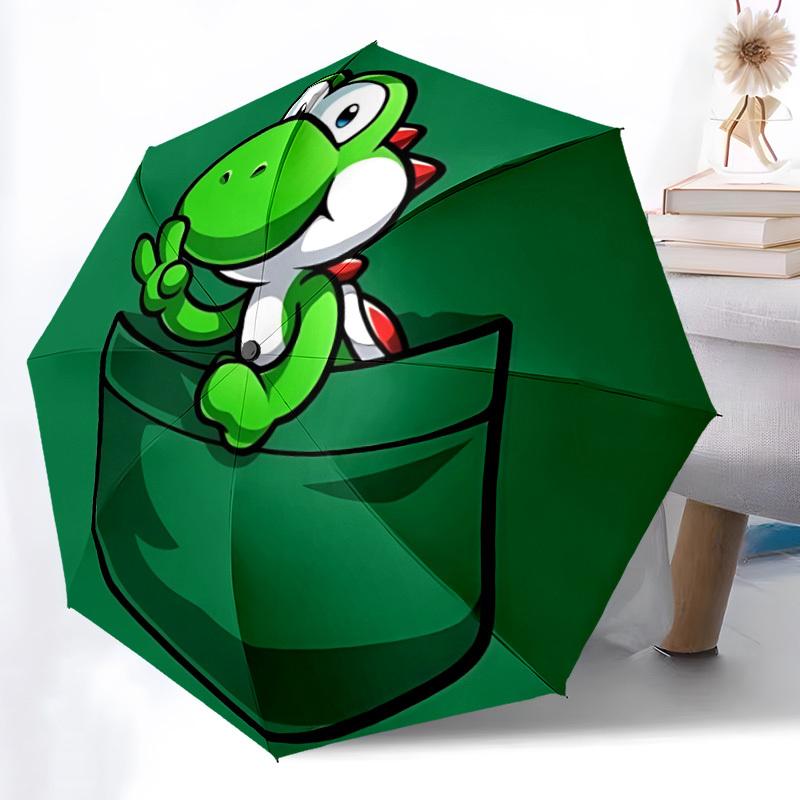 1 pz Ombrello Pieghevole Portatile Carino Mario Tasca Yoshi Apertura/Chiusura Automatica con Struttura a 8 Stecche per Donna/Uomo, Uso Stagione Unica a0901063