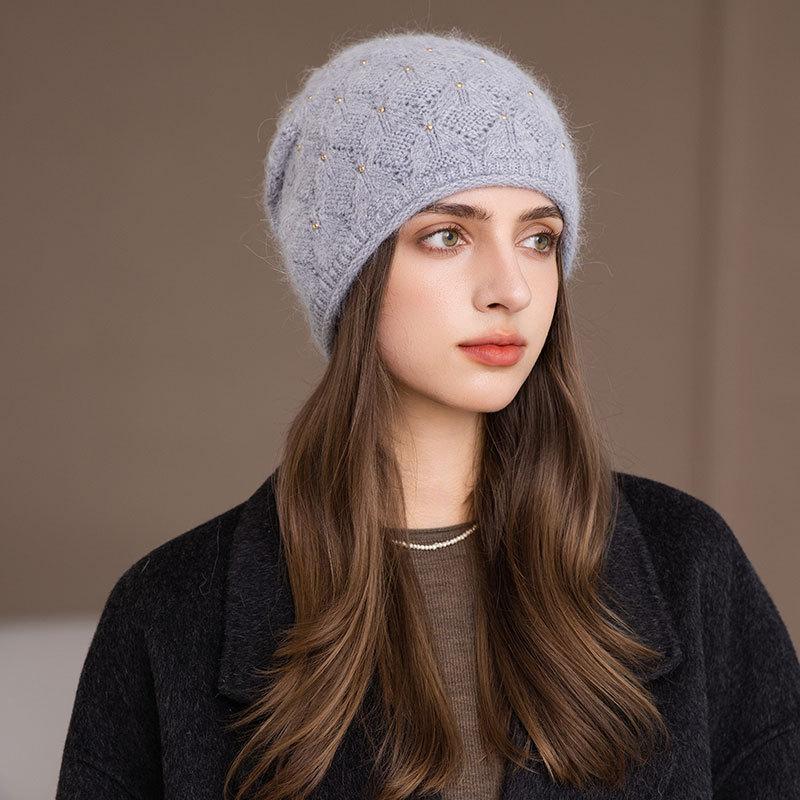 Królicze włosy dzianinowa torba czapka damska zimowa wiatr i zimno pulower wełna moda termiczna czapka