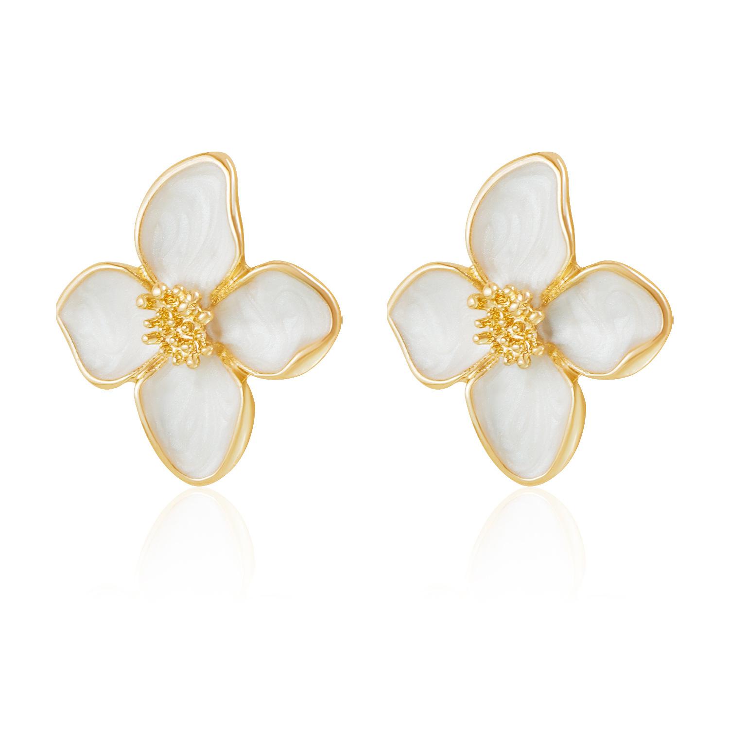 

Love drip oil pentagram flower cross earrings ear hanging ins light luxury stud earrings