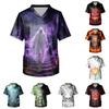 Men's Halloween Printed V-Neck Scrub Top Short Sleeve with Pockets for Work Uniform