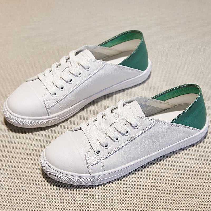The First Layer of Cowhide Little White Shoes Women's New Versatile Single Shoes, Pregnant Women's White Shoes, Genuine Leather Autumn Board Shoes