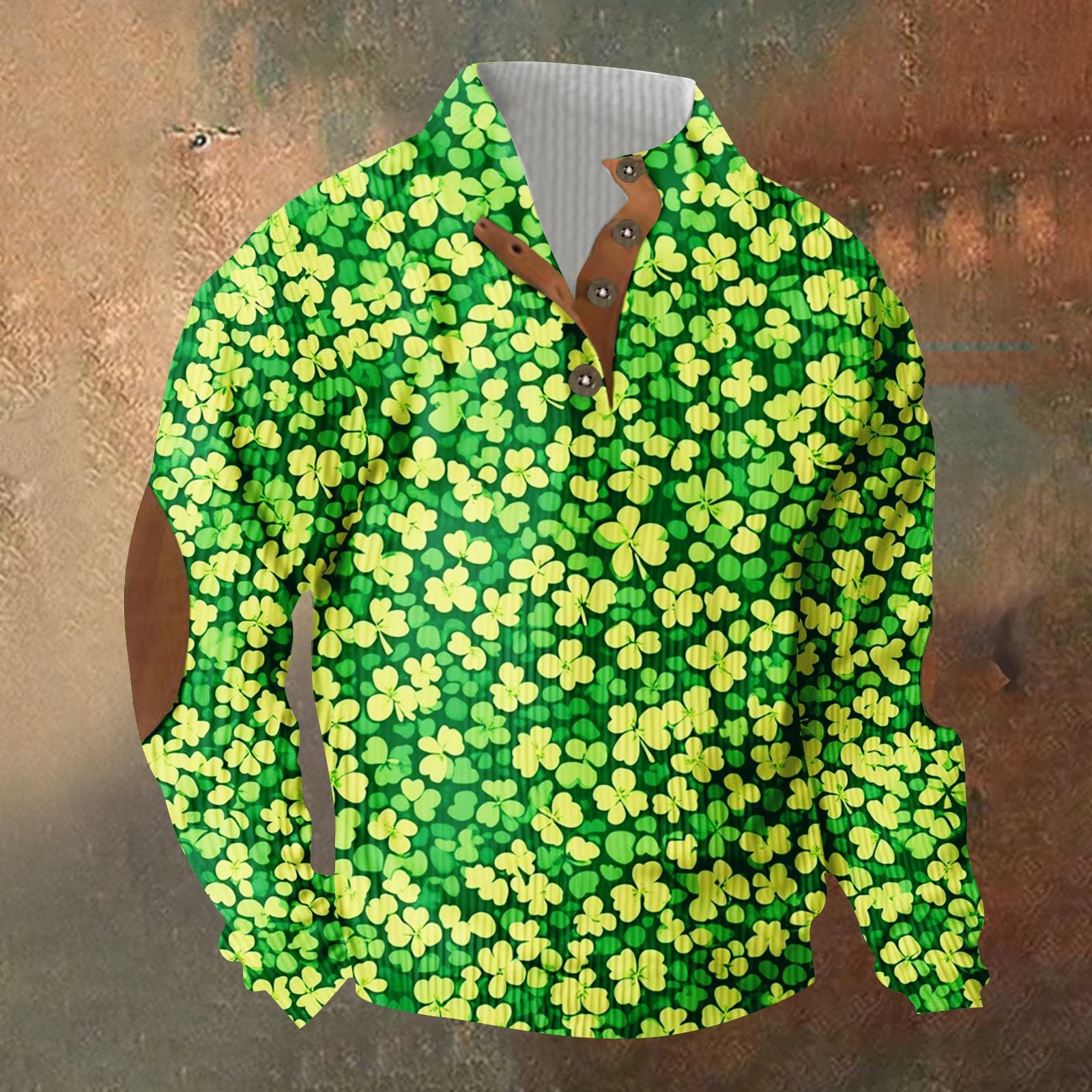 

Трикотажный принт на 3 пуговицах - вельветовый мужской свитшот со стоячим воротником и карманом, повседневный свитшот на пуговицах для активного отдыха L армия зеленый