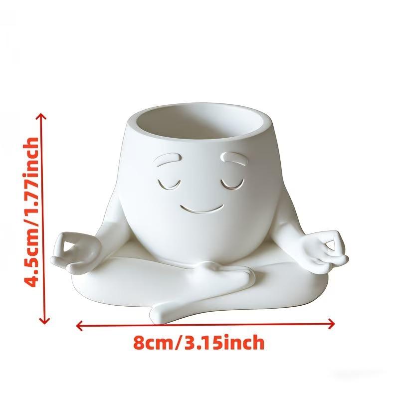 

3D Printed Yoga Face Planter White Succulent Pot, Home And Office Desktop Decor Ideal Gift for Plant Lovers