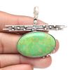 Pendant Green Turquoise Gemstone Handmade Gift For Her Silver Jewelry 1.75"